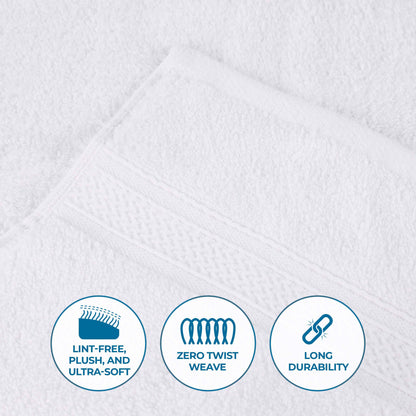 Chevron Zero Twist Cotton Solid and Jacquard Face Towel - White