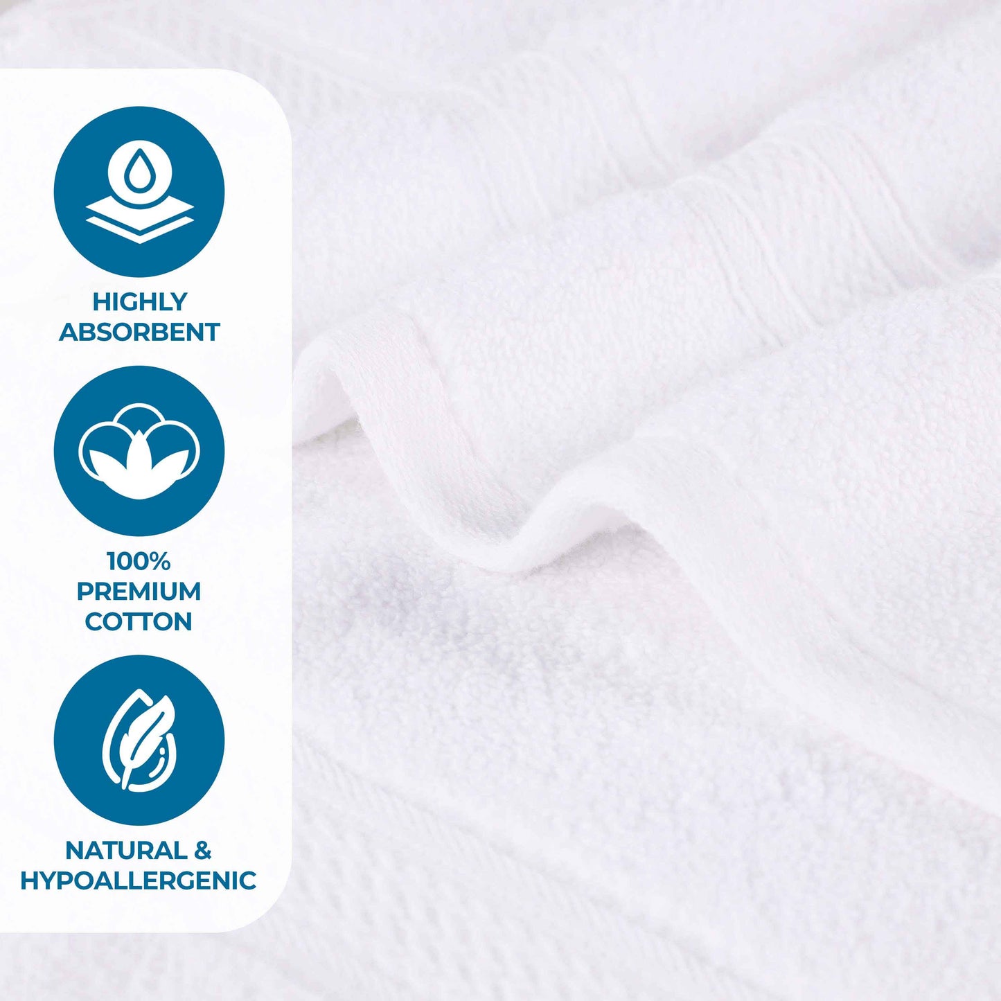 Chevron Zero Twist Cotton Solid and Jacquard Face Towel - White