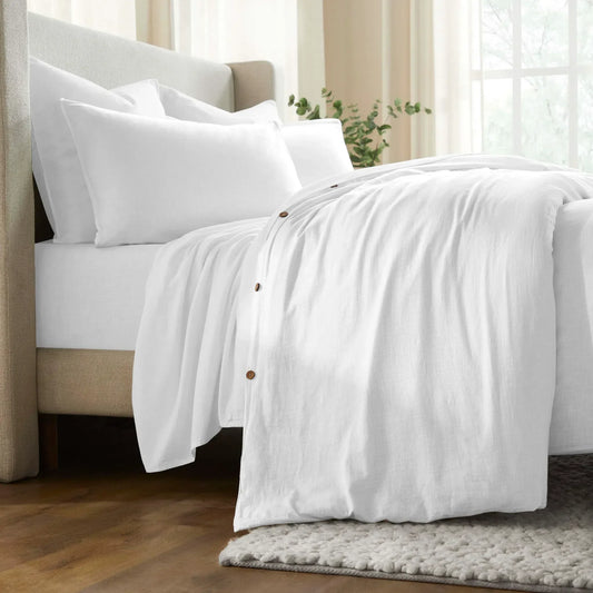 Chloe 100% Cotton Linen Texture Vintage Wash Duvet Cover Set
