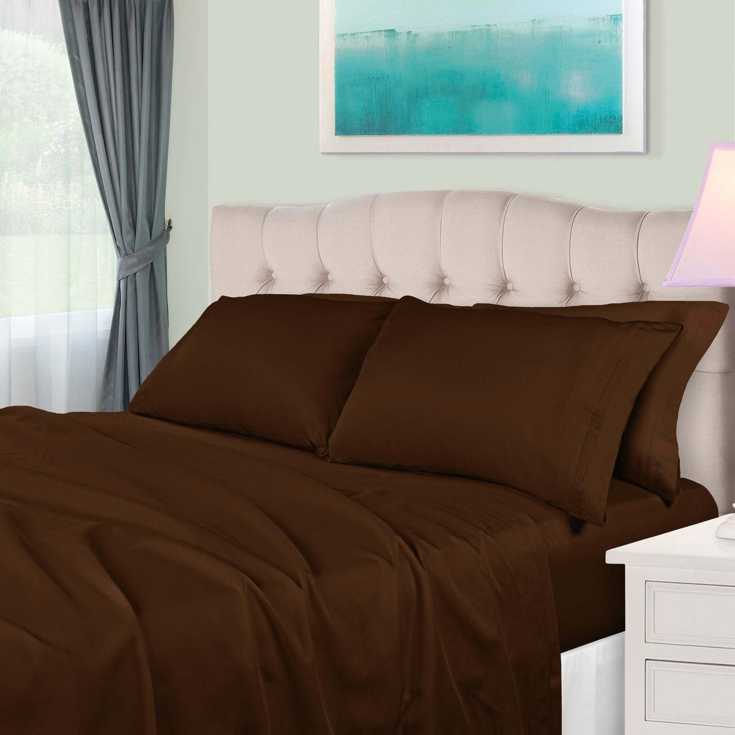 Superior Premium 650 Thread Count Egyptian Cotton Solid Deep Pocket Sheet Set - Chocolate