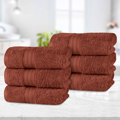 Atlas Cotton Plush Absorbent Heavyweight Luxury Hand Towel Set of 6 - Chocolate