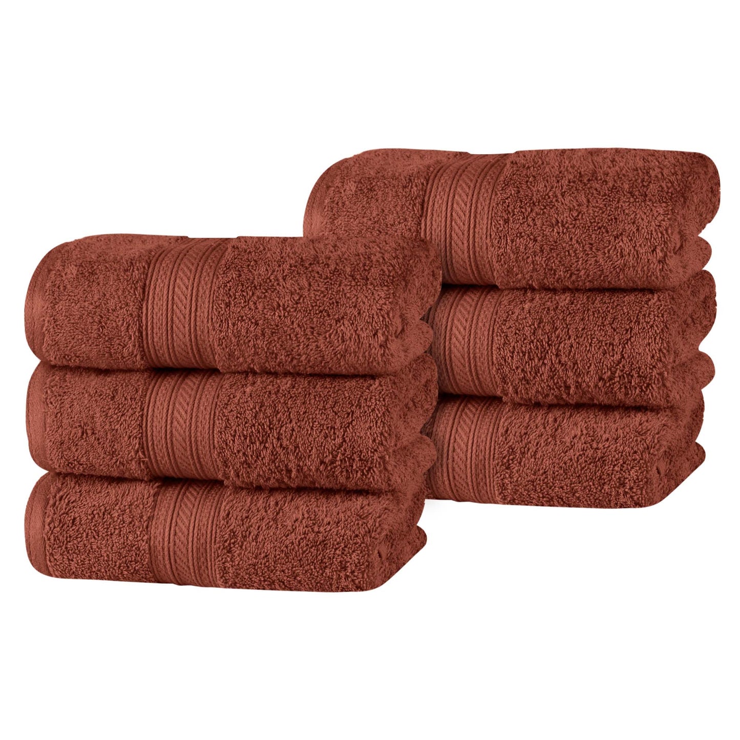 Atlas Cotton Plush Absorbent Heavyweight Luxury Hand Towel Set of 6 - Chocolate