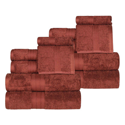 Atlas Cotton Plush Absorbent Heavyweight 12 Piece Assorted Towel Set - Chocolate