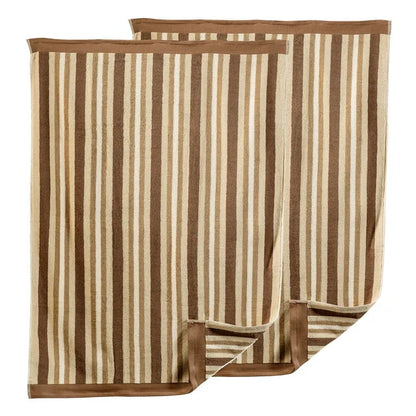 Cotton Striped Medium Weight 2 Piece Bath Sheet Set - Chocolate