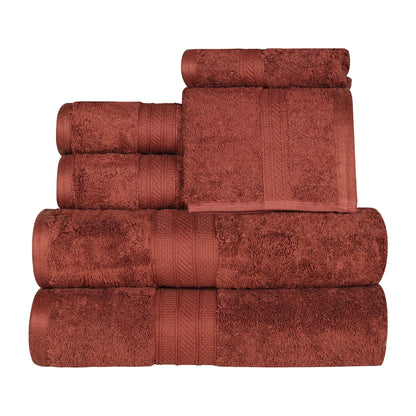 Cotton Heavyweight Absorbent Plush 6 Piece Towel Set - Chocolate