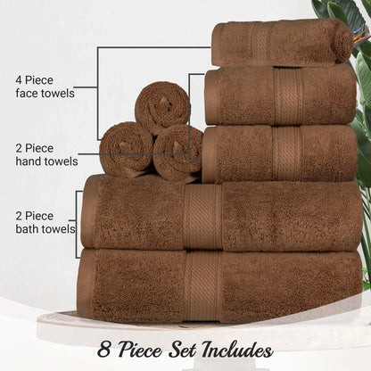 Madison Egyptian Cotton Pile Plush Heavyweight 8 Piece Towel Set