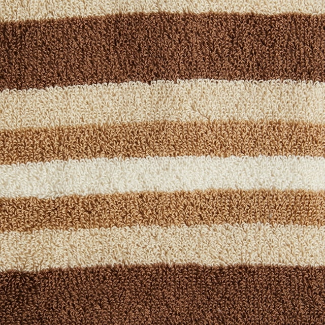 Cotton Striped Medium Weight 2 Piece Bath Sheet Set - Chocolate