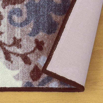 Chloe Floral Damask Non-Slip Washable Indoor Area Rug or Runner - Chocolate