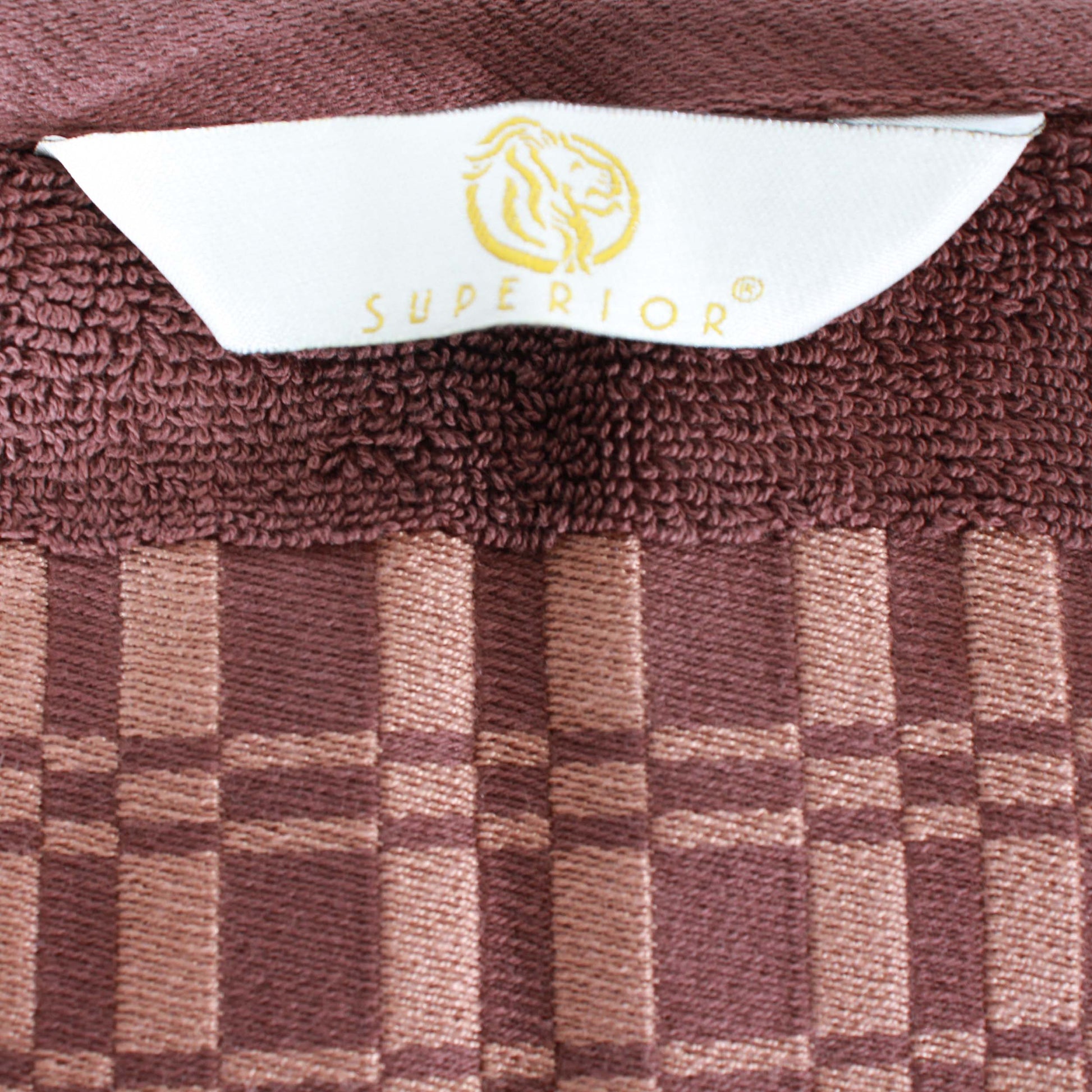 Larissa Cotton Geometric Border Bath Towel Set of 4 - Chocolate