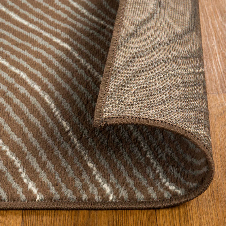Veer Modern Abstract Wood Grain Indoor Area Rug or Runner - Chocolate