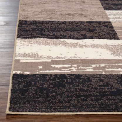 Rockwood Modern Geometric Patchwork Indoor Area Rug or Runner - Chocolate