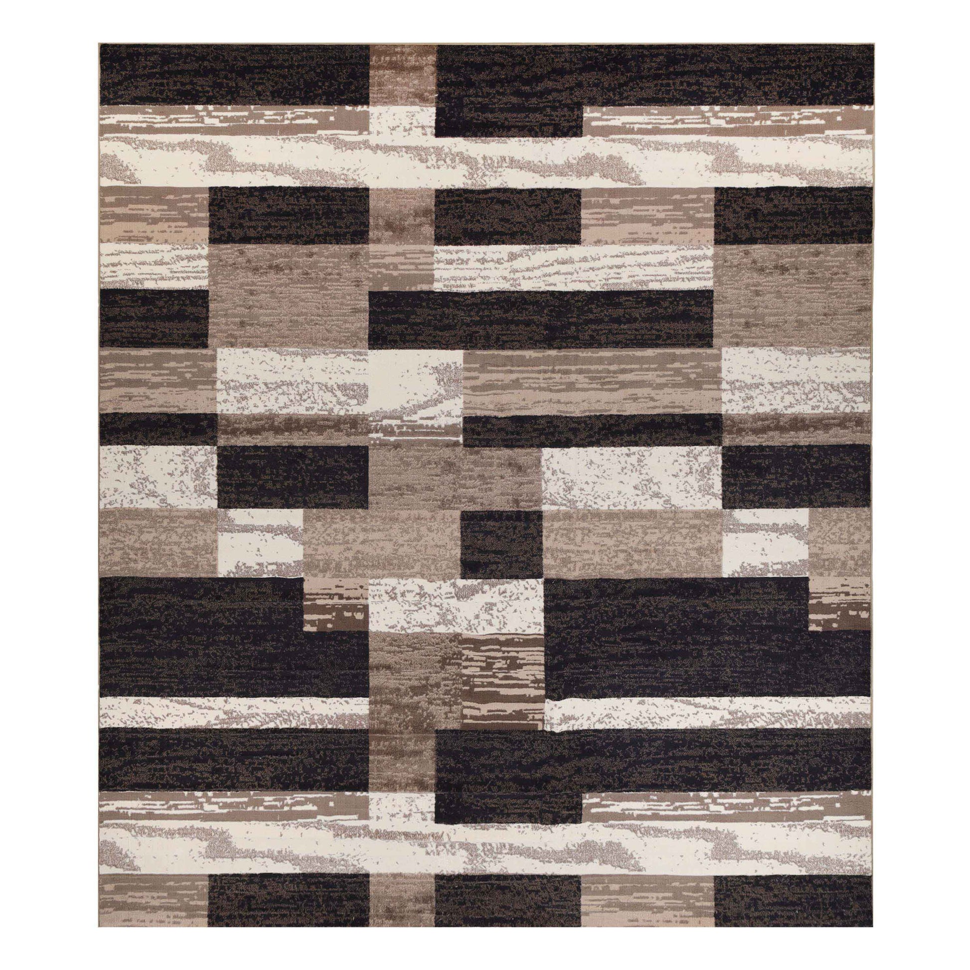 Rockwood Modern Geometric Patchwork Indoor Area Rug or Runner - Chocolate