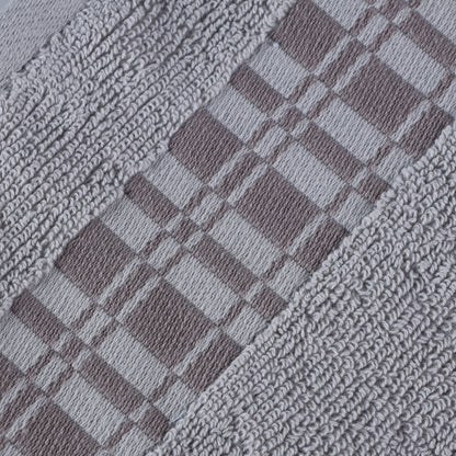 Larissa Cotton Geometric Border 6 Piece Assorted Towel Set - Chrome