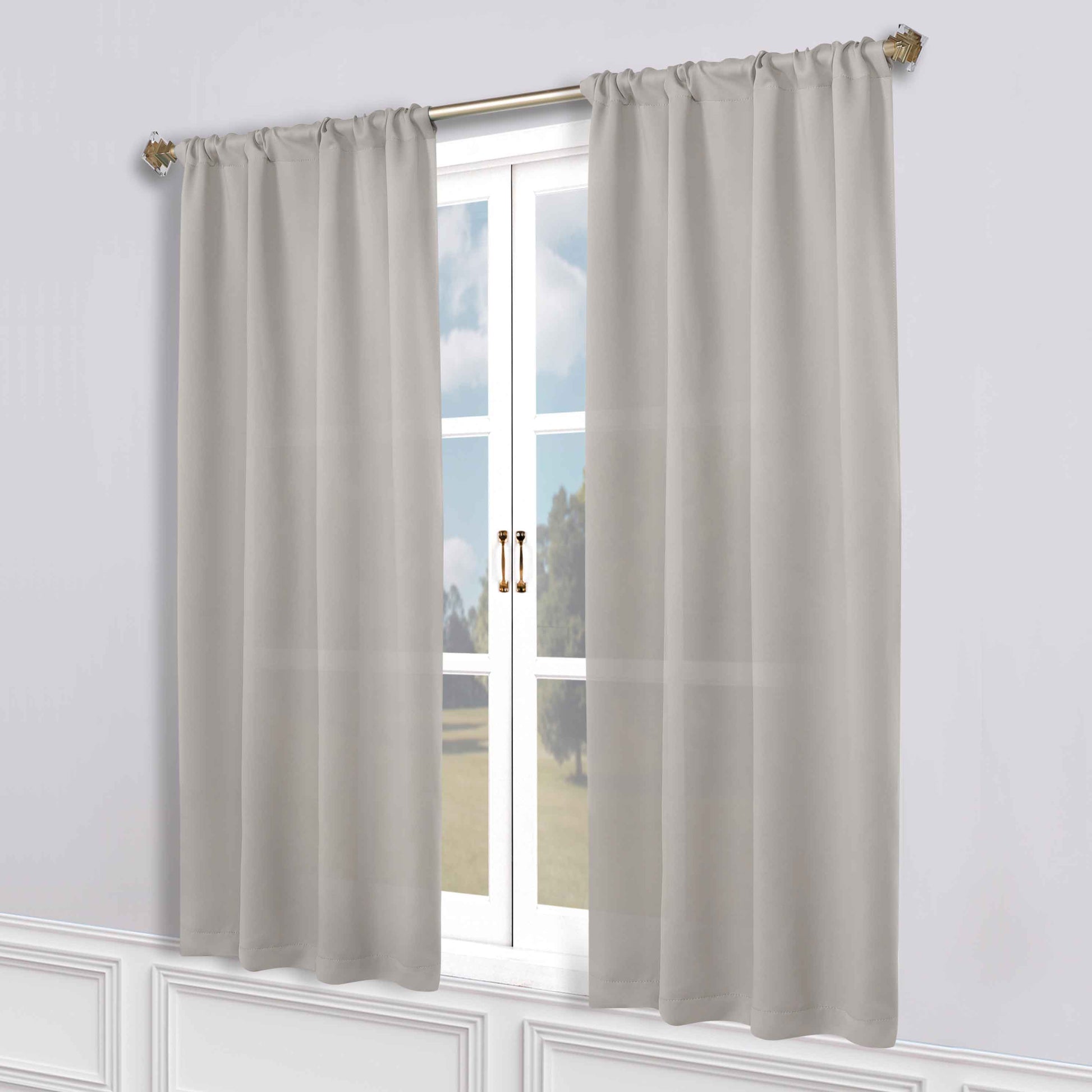 Solid Room Darkening Blackout Curtain Panels, Rod Pocket, Set of 2 - Chrome