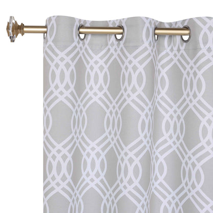 Ribbon Trellis Washable Room Darkening Blackout Curtains, Set of 2