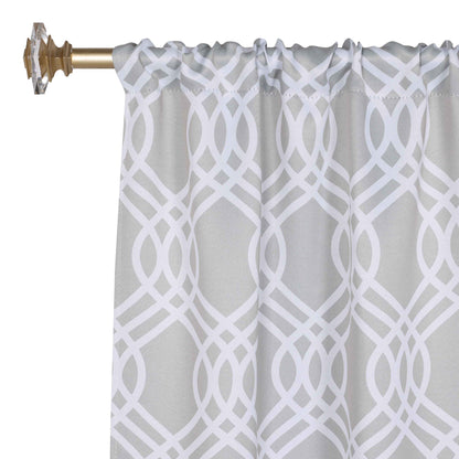 Ribbon Trellis Washable Room Darkening Blackout Curtains, Set of 2