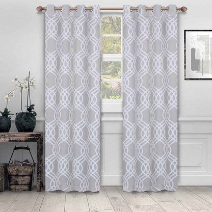 Ribbon Trellis Washable Room Darkening Blackout Curtains, Set of 2