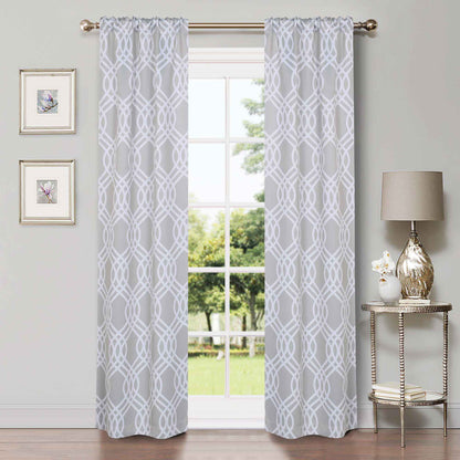 Ribbon Trellis Washable Room Darkening Blackout Curtains, Set of 2