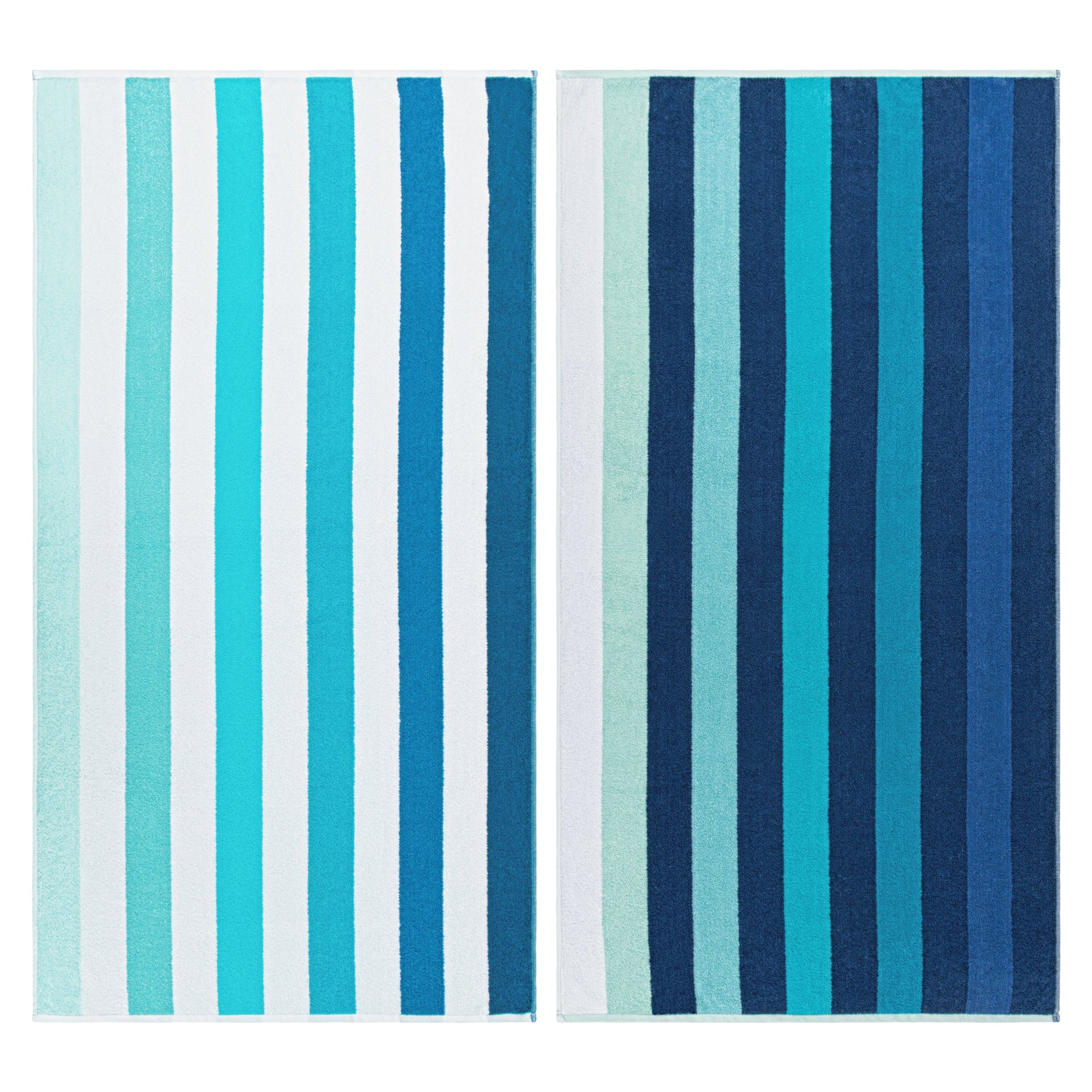 Superior Coastal Blues Cotton Oversized Beach Towel Set - Blue