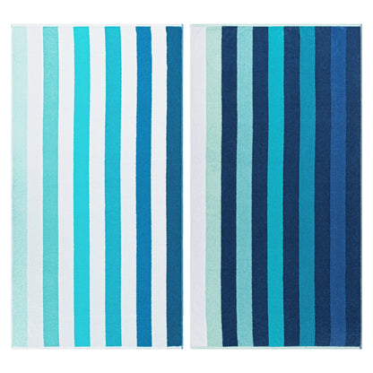 Superior Coastal Blues Cotton Oversized Beach Towel Set - Blue
