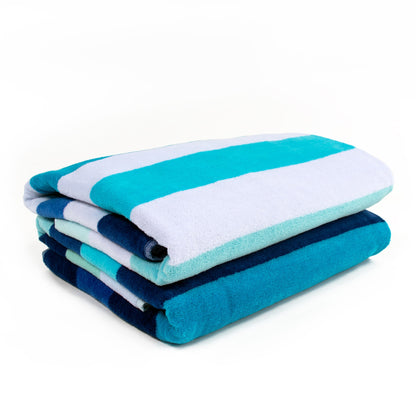 Coastal Blues Cotton Oversized 4 Piece Beach Towel Set