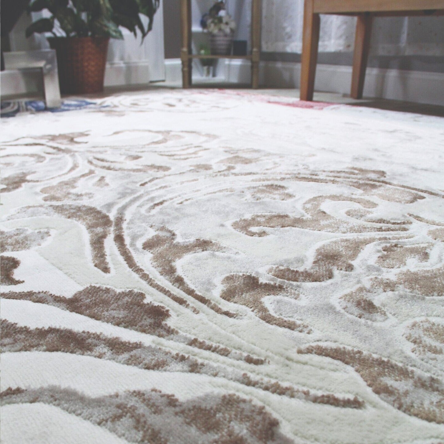 Storyville Modern Geometric Abstract Floral Scroll Area Rug or Runner - Cobalt Blue