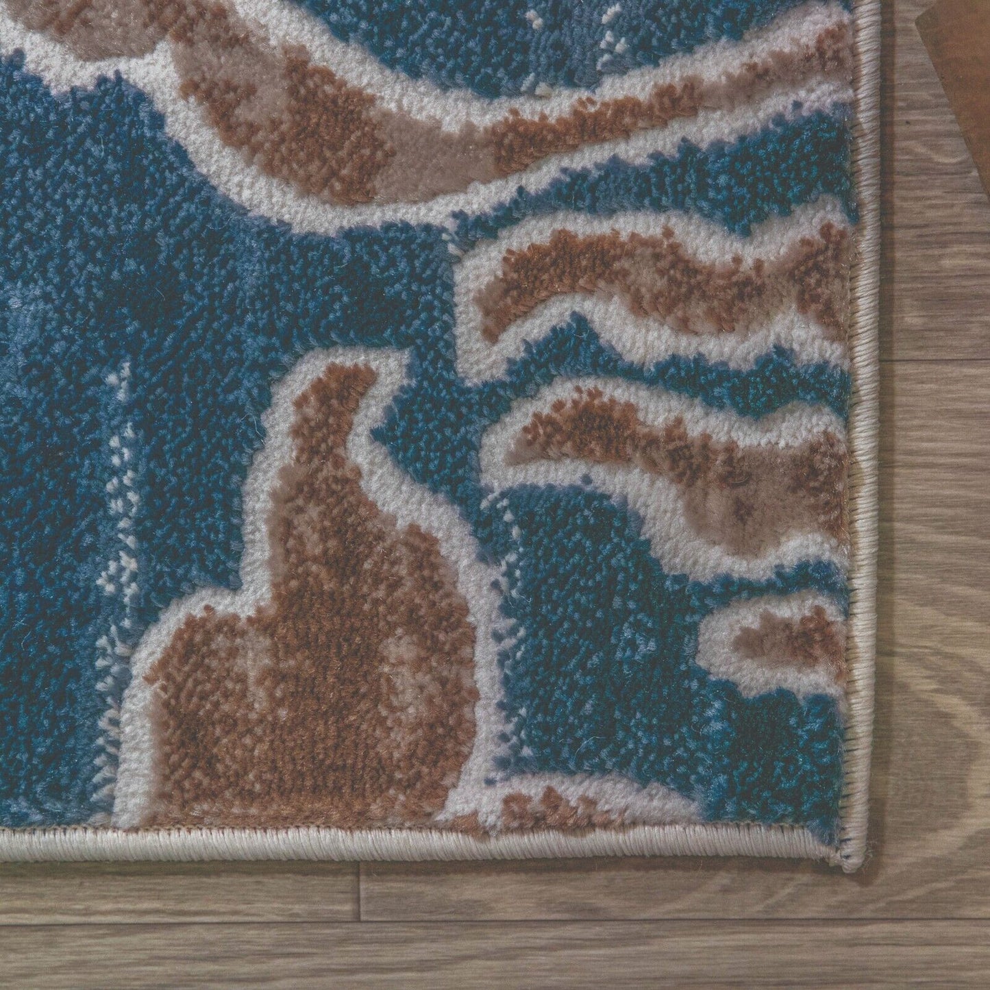 Storyville Modern Geometric Abstract Floral Scroll Area Rug or Runner - Cobalt Blue