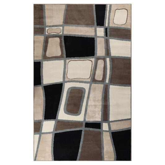 Abstract Cobblestone Modern Geometric Area Rug or Runner Rug - Brown