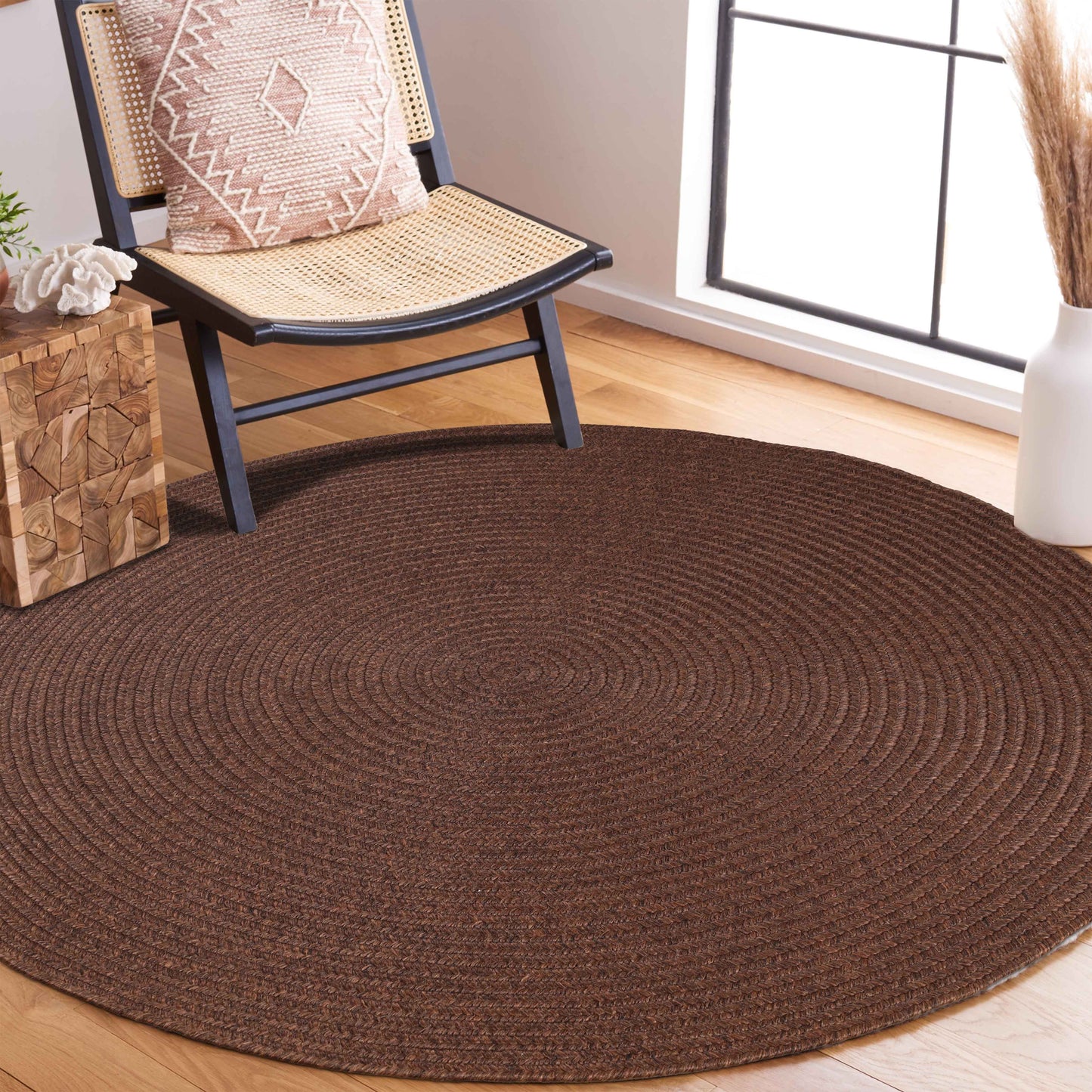 Bohemian Braided Indoor Outdoor Rugs Solid Round Area Rug