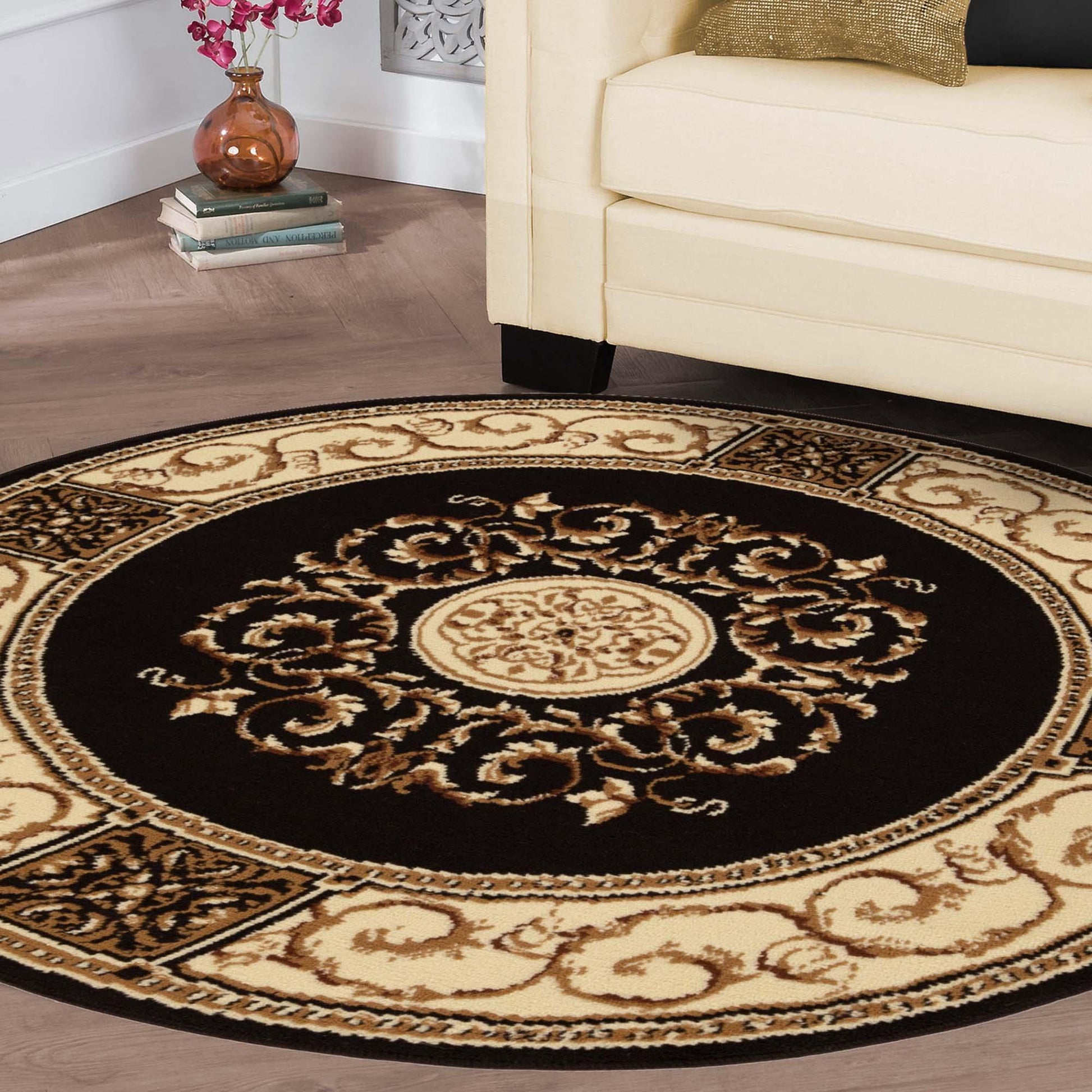 Oversized Medallion Modern Bohemian Indoor Area Rug or Runner Rug - Coffee