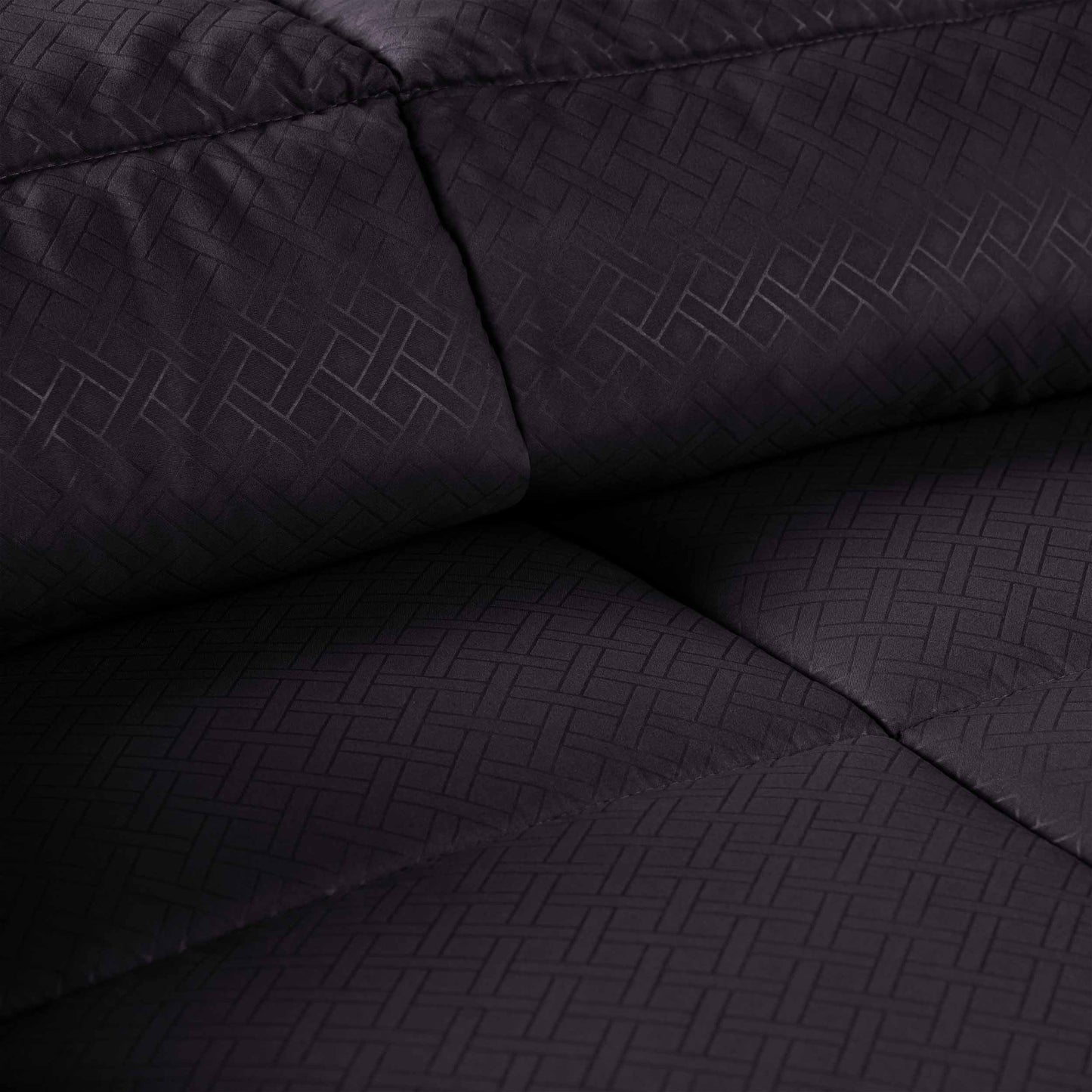 Monochrome Basketweave Plush Microfiber Down Alternative Comforter - Black