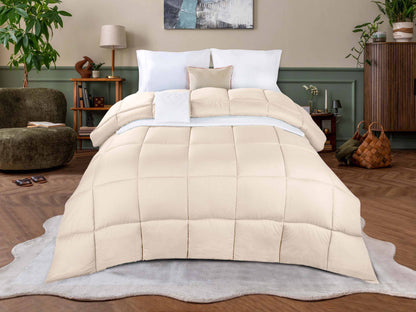 Monochrome Basketweave Plush Microfiber Down Alternative Comforter - Cream