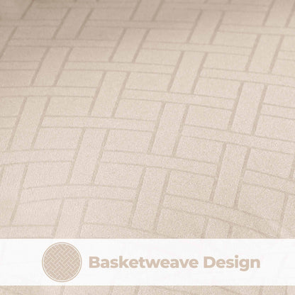 Monochrome Basketweave Plush Microfiber Down Alternative Comforter - Cream