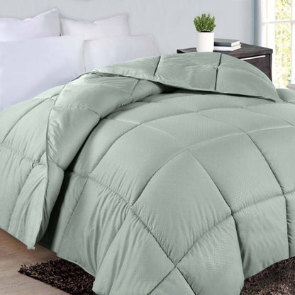 Monochrome Basketweave Plush Microfiber Down Alternative Comforter - Jade