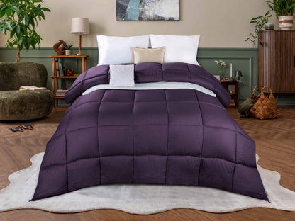 Monochrome Basketweave Plush Microfiber Down Alternative Comforter - Plum