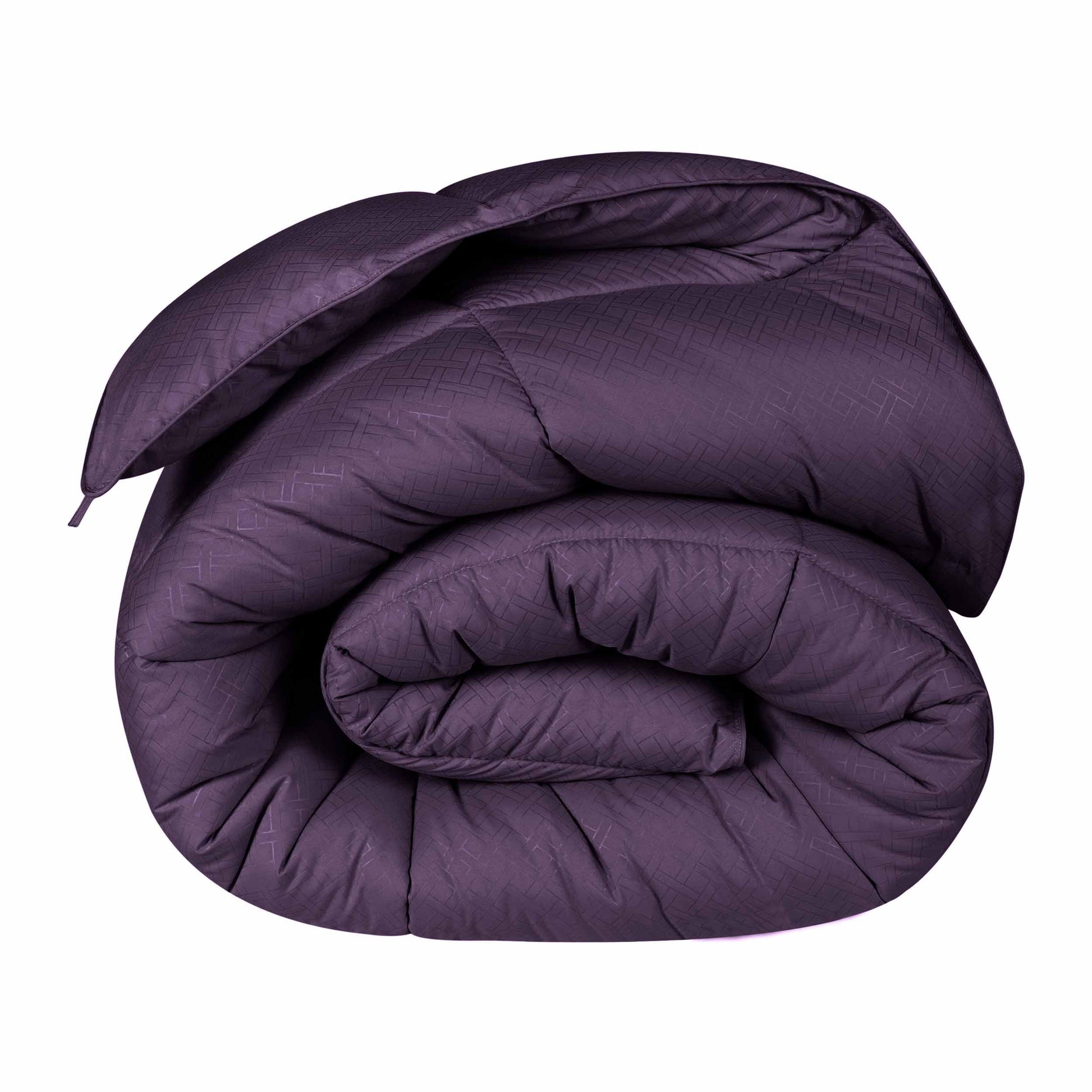 Monochrome Basketweave Plush Microfiber Down Alternative Comforter - Plum