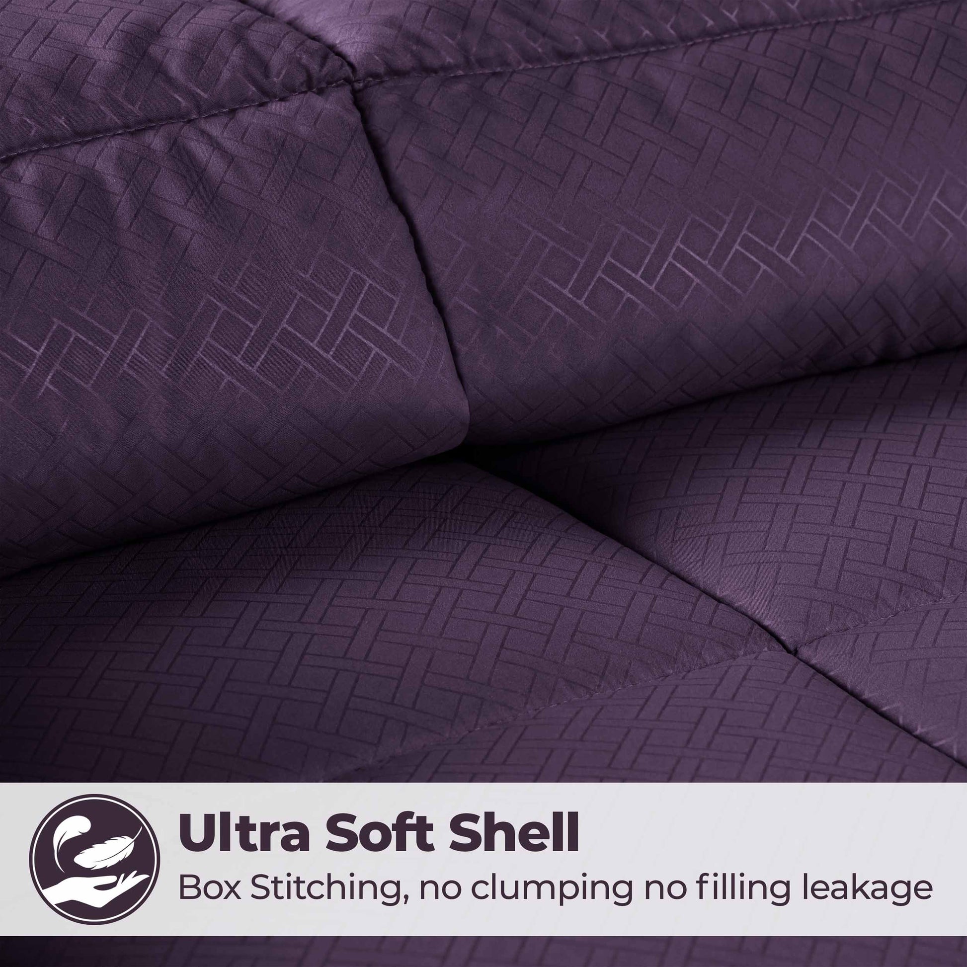 Monochrome Basketweave Plush Microfiber Down Alternative Comforter - Plum