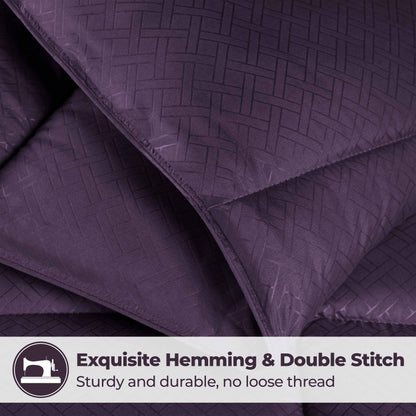 Monochrome Basketweave Plush Microfiber Down Alternative Comforter - Plum