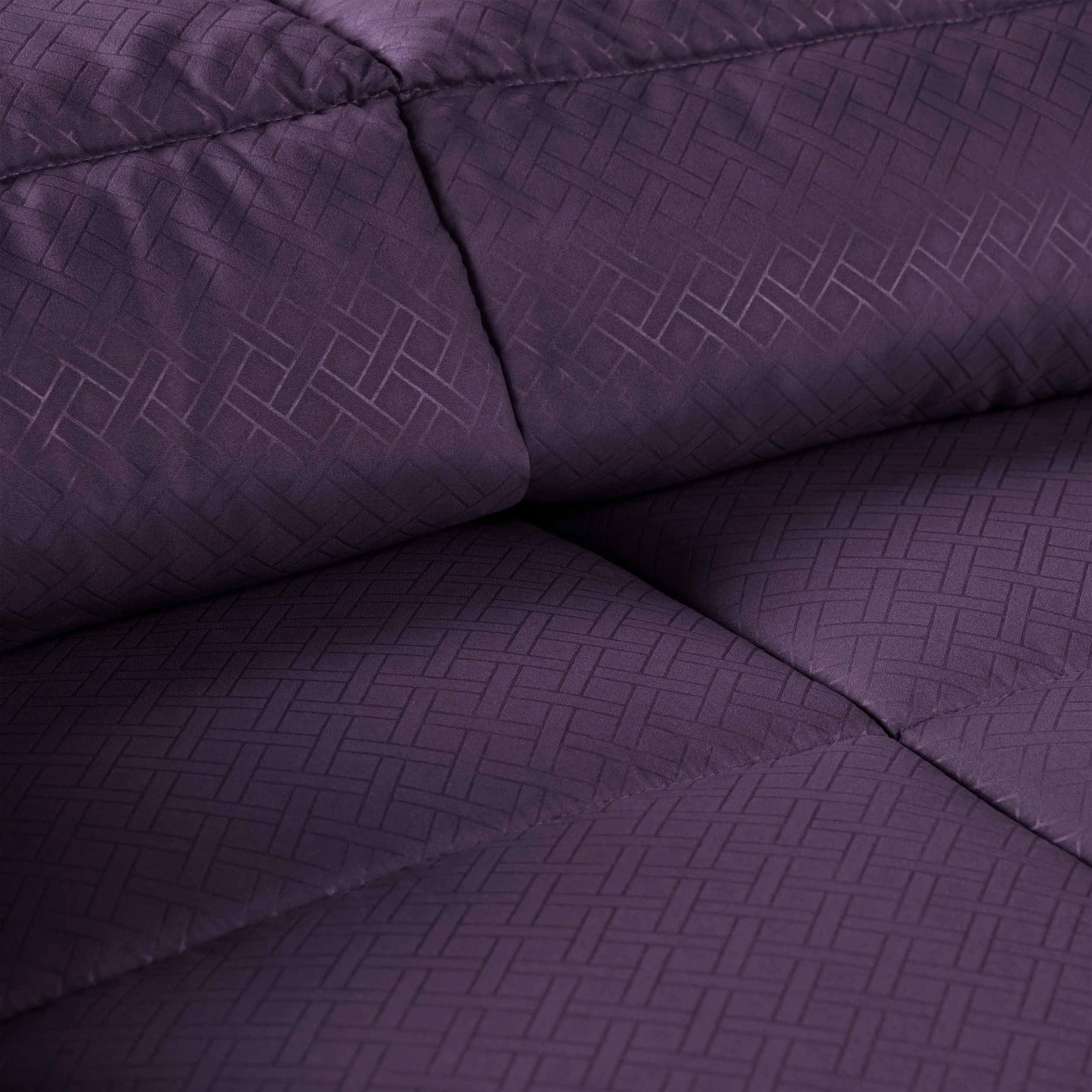 Monochrome Basketweave Plush Microfiber Down Alternative Comforter - Plum