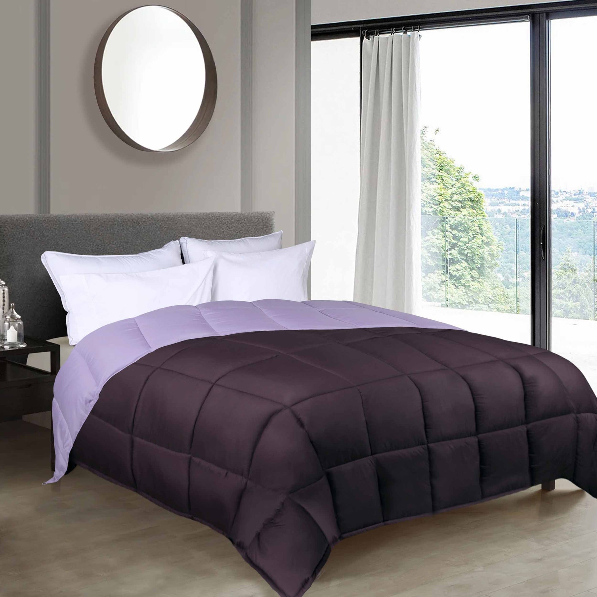 Brushed Microfiber Reversible Down Alternative Comforter - Plum-Lilac