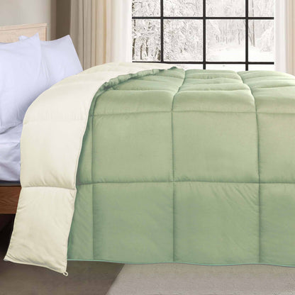 Brushed Microfiber Reversible Down Alternative Comforter - Ivory-sage