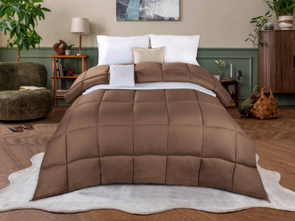 Monochrome Basketweave Plush Microfiber Down Alternative Comforter - Taupe