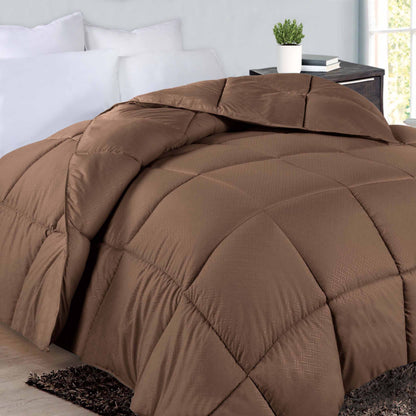 Monochrome Basketweave Plush Microfiber Down Alternative Comforter - Taupe