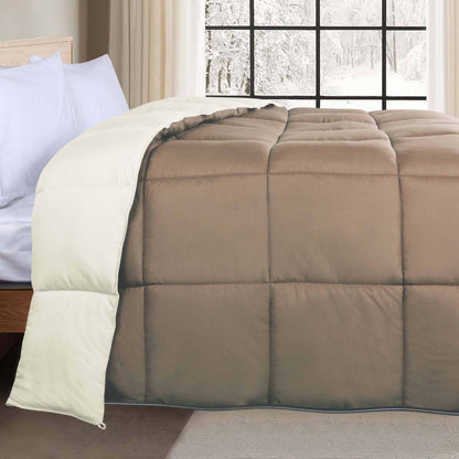 Brushed Microfiber Reversible Down Alternative Comforter - Ivory-Taupe