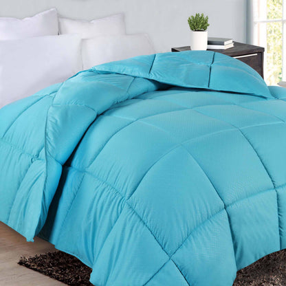 Monochrome Basketweave Plush Microfiber Down Alternative Comforter - Winter Blue