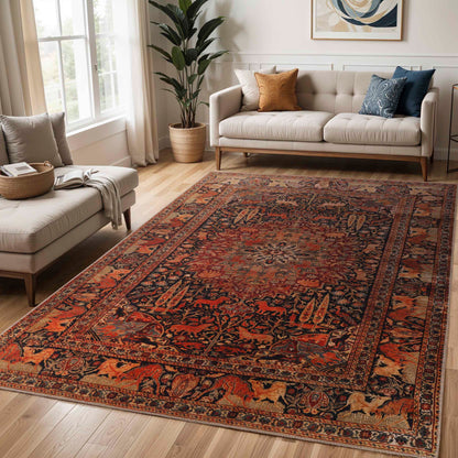 Copley Bohemian Oriental Medallion Wildlife Indoor Area Rug - Brown