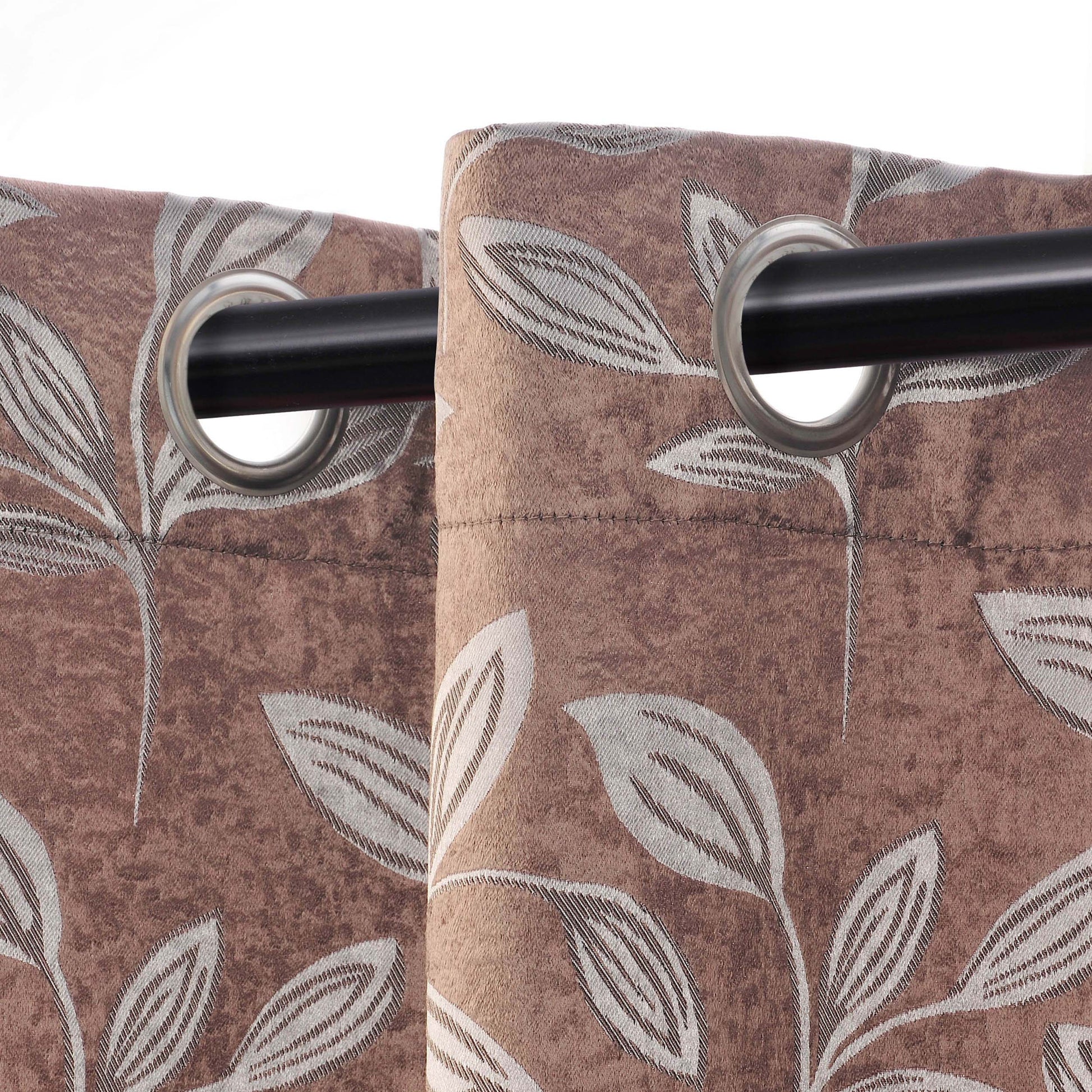 Leaves Machine Washable Room Darkening Blackout Curtains, Set of 2 - Copper