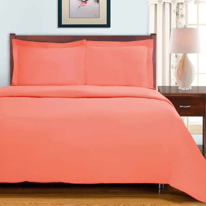 Egyptian Cotton 700 Thread Count Duvet Cover Bedding Set - Coral