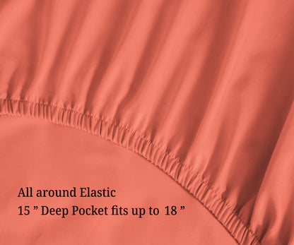 Egyptian Cotton 700 Thread Count Eco Friendly Solid Sheet Set - Coral