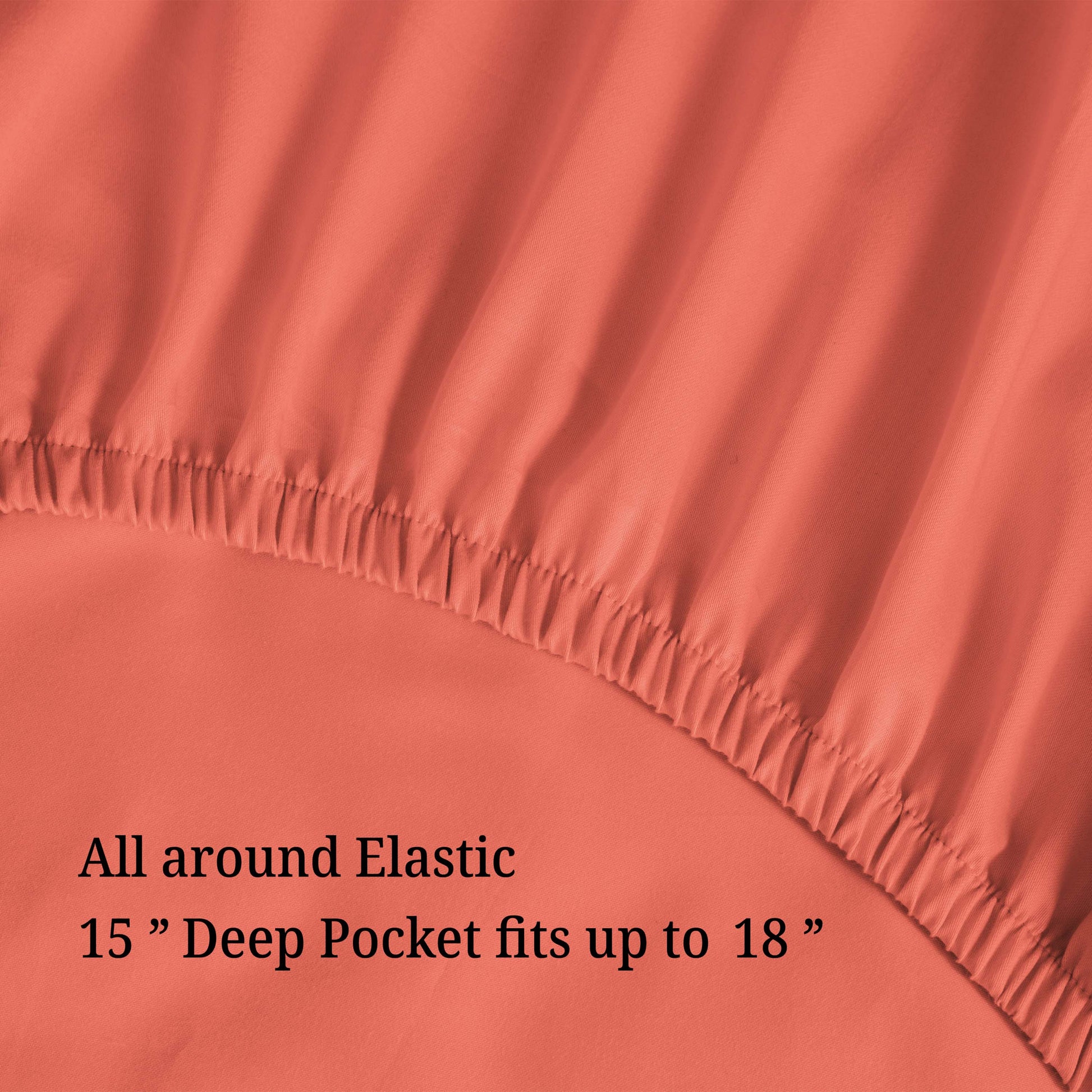 Egyptian Cotton 300 Thread Count Solid Deep Pocket Sheet Set - Coral